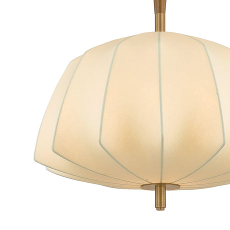 Winthrop Fabric Pendant, Medium, 20", Patina Brass and Wood