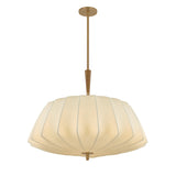 Winthrop Fabric Pendant, Large 32", Patina Brass and Wood