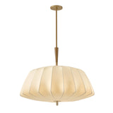 Winthrop Fabric Pendant, Large 32", Patina Brass and Wood