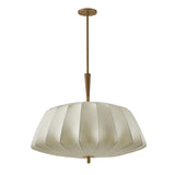 Winthrop Fabric Pendant, Large 32", Patina Brass and Wood
