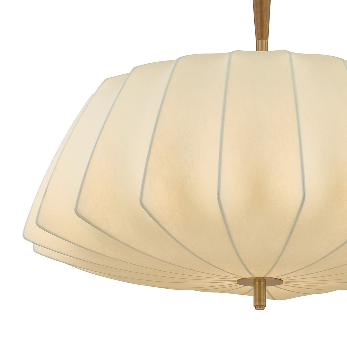 Winthrop Fabric Pendant, Large 32", Patina Brass and Wood
