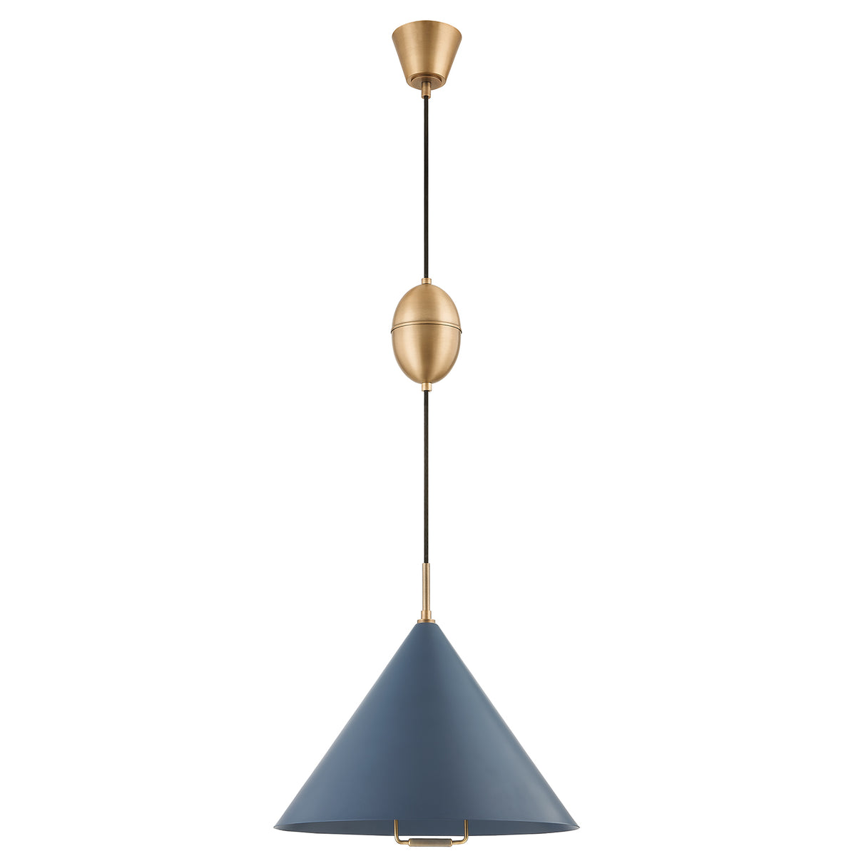 Hadley Pull-Down Pendant 18", Vintage Blue and Patina Brass