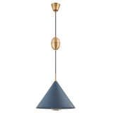 Hadley Pull-Down Pendant 18", Vintage Blue and Patina Brass