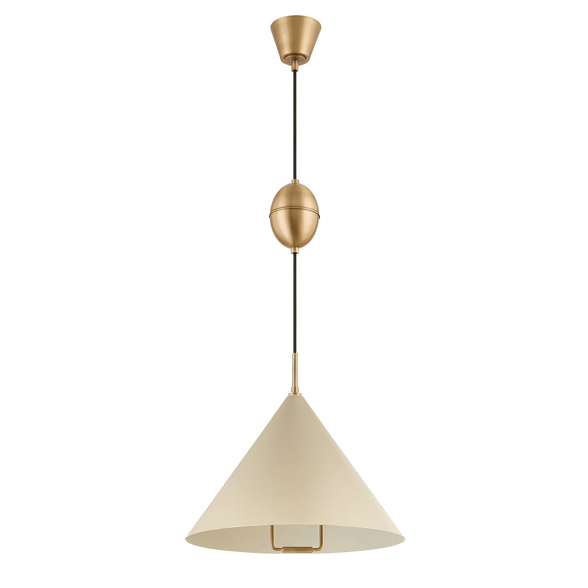 Hadley Pull-Down Pendant 18", Soft Sand and Patina Brass