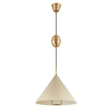 Hadley Pull-Down Pendant 18", Soft Sand and Patina Brass