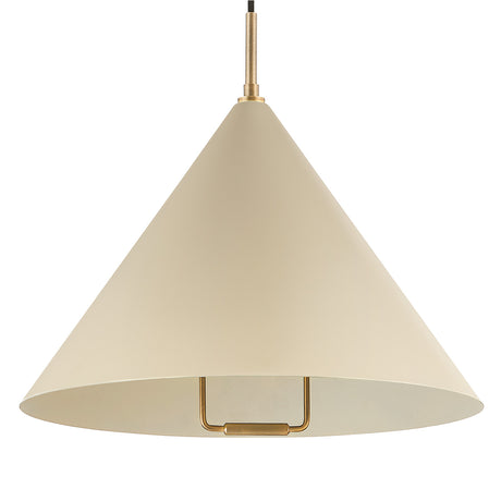 Hadley Pull-Down Pendant 18", Soft Sand and Patina Brass
