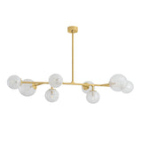 Soraya 8 Light Linear Chandelier 60", Brass and Art Glass