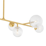 Soraya 8 Light Linear Chandelier 60", Brass and Art Glass