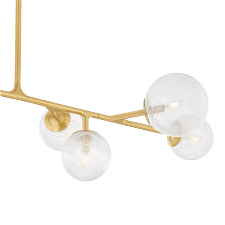 Soraya 8 Light Linear Chandelier 60", Brass and Art Glass