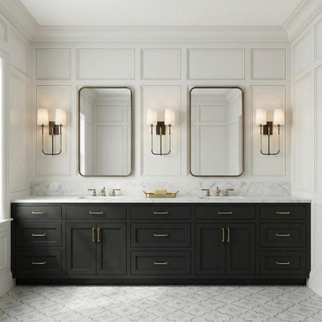 Pratt Double Wall Sconce 21", Old Bronze and Aged Brass