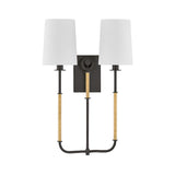Pratt Double Wall Sconce 21", Old Bronze and Aged Brass