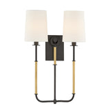 Pratt Double Wall Sconce 21", Old Bronze and Aged Brass