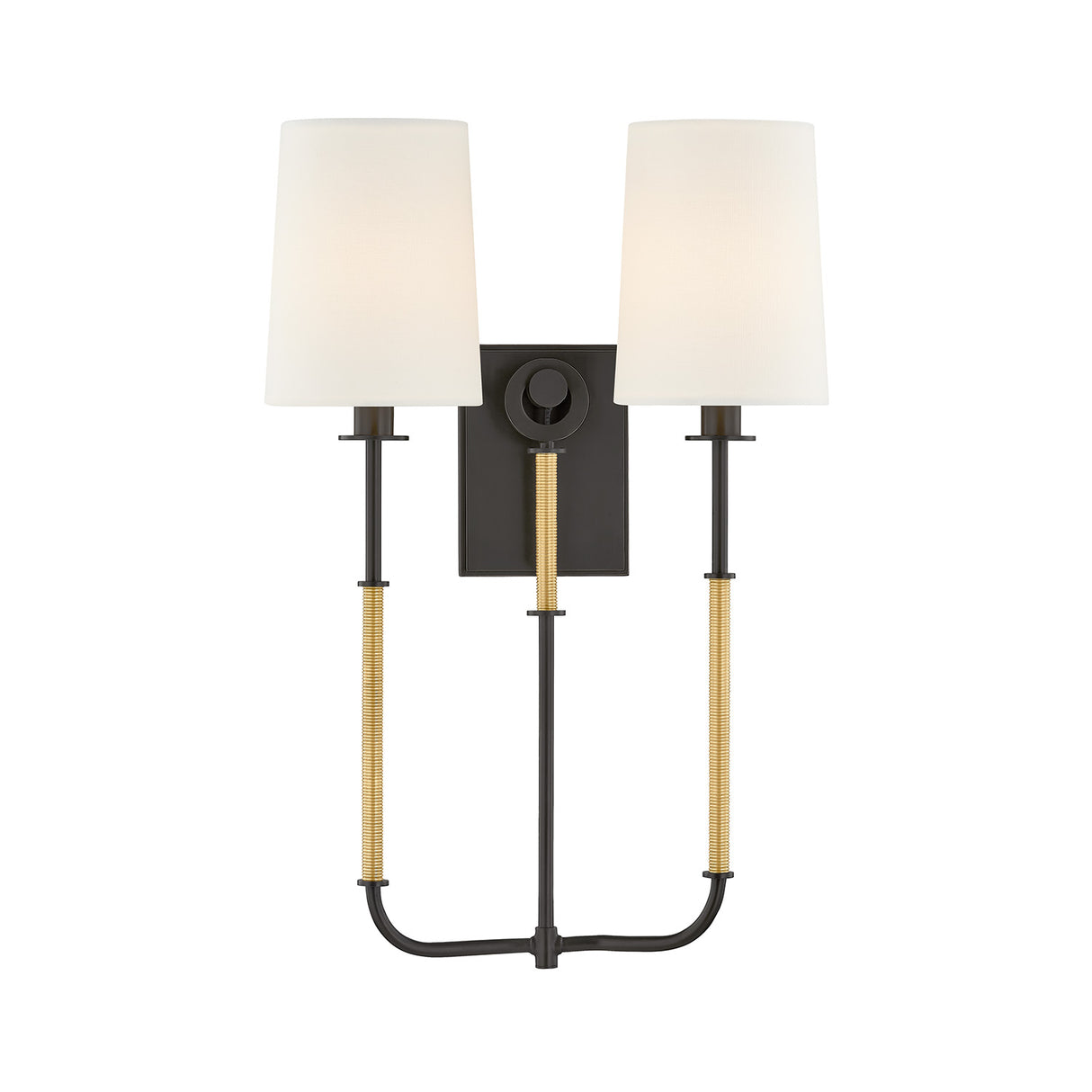 Pratt Double Wall Sconce 21", Old Bronze and Aged Brass
