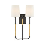 Pratt Double Wall Sconce 21", Old Bronze and Aged Brass