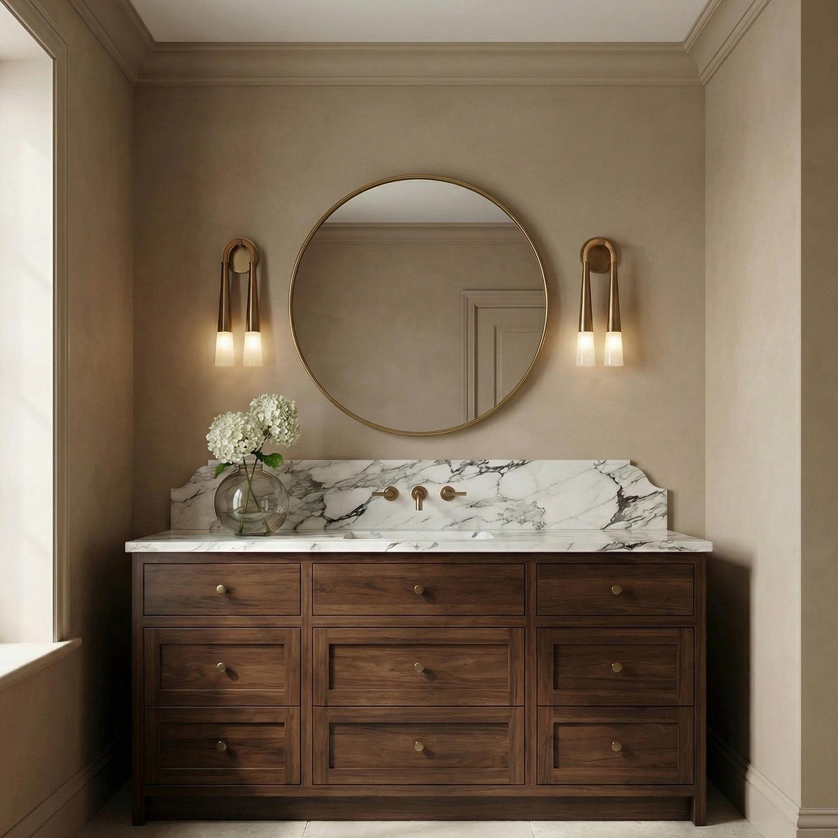 Pallas Wall Sconce 16", Patina Brass and Rattan