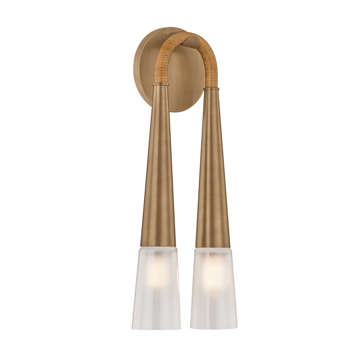 Pallas Wall Sconce 16", Patina Brass and Rattan