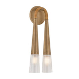 Pallas Wall Sconce 16", Patina Brass and Rattan