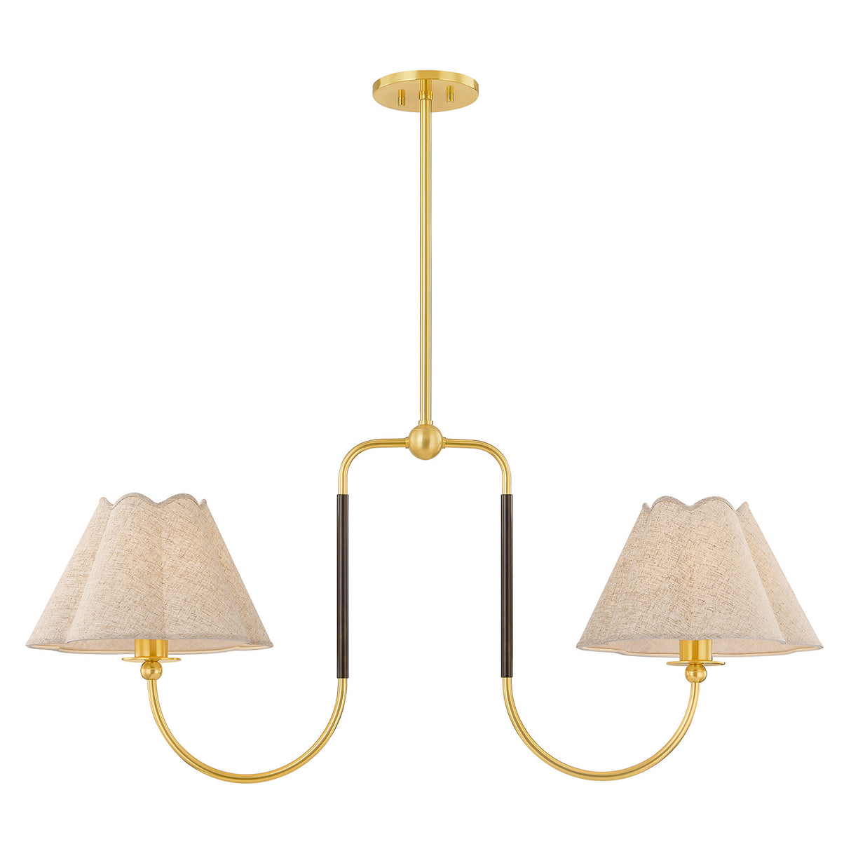 Sara 2 Light Linear Pendant 42", Aged Brass and Bronze