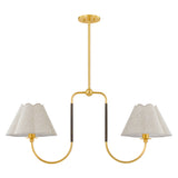 Sara 2 Light Linear Pendant 42", Aged Brass and Bronze
