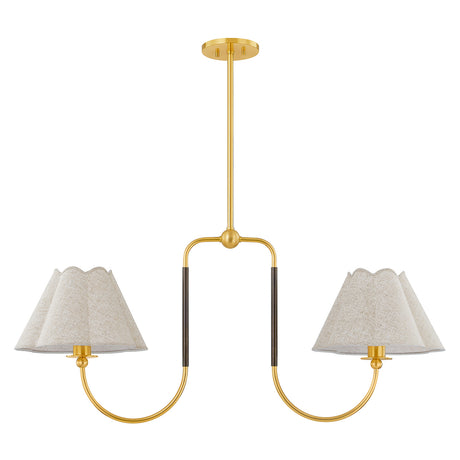 Sara 2 Light Linear Pendant 42", Aged Brass and Bronze