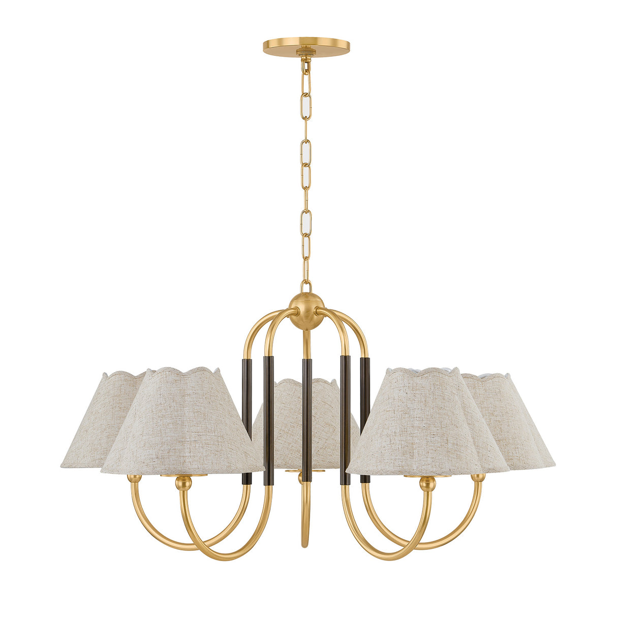 Sara 5 Light Chandelier 33", Aged Brass and Bronze