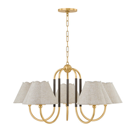 Sara 5 Light Chandelier 33", Aged Brass and Bronze