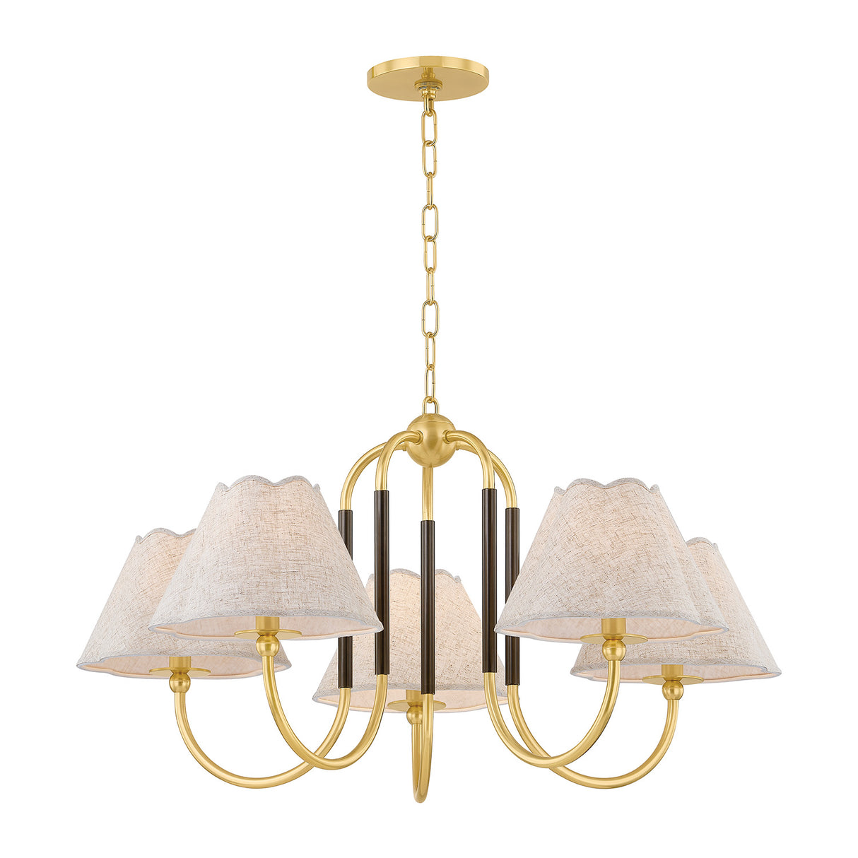 Sara 5 Light Chandelier 33", Aged Brass and Bronze