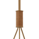 Yuma Pendant 14", Patina Brass and Rattan with Cream Milk Glass