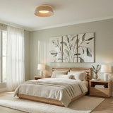 Callen Medium LED Flush Mount 18", Natural Rope and Gold Leaf