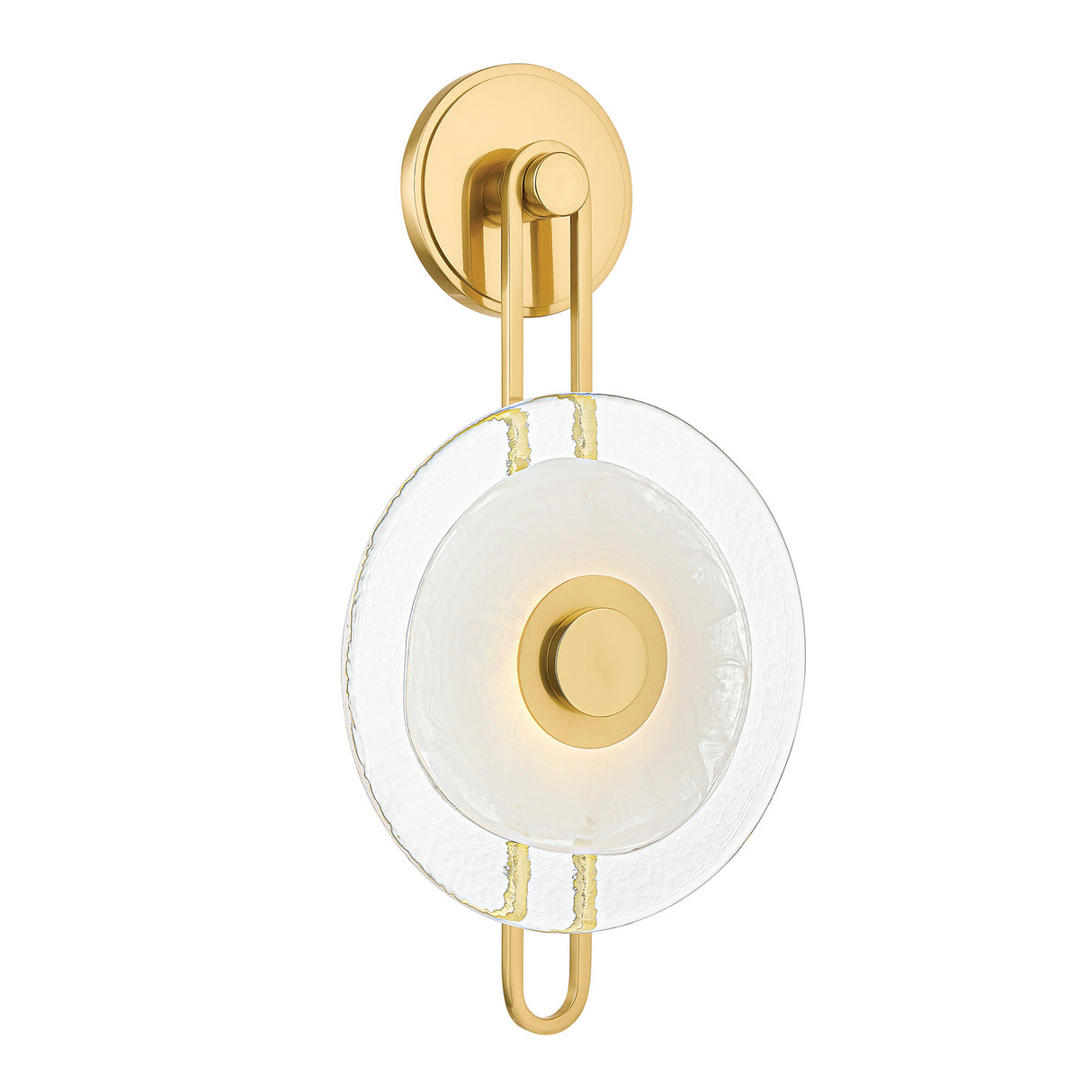 Quella LED Wall Sconce 18", Aged Brass and Piastre Glass