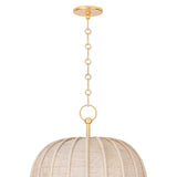 Benito Large Pendant 20", Gold Leaf and Natural Rope