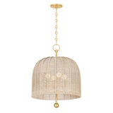 Benito Large Pendant 20", Gold Leaf and Natural Rope