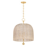 Benito Large Pendant 20", Gold Leaf and Natural Rope