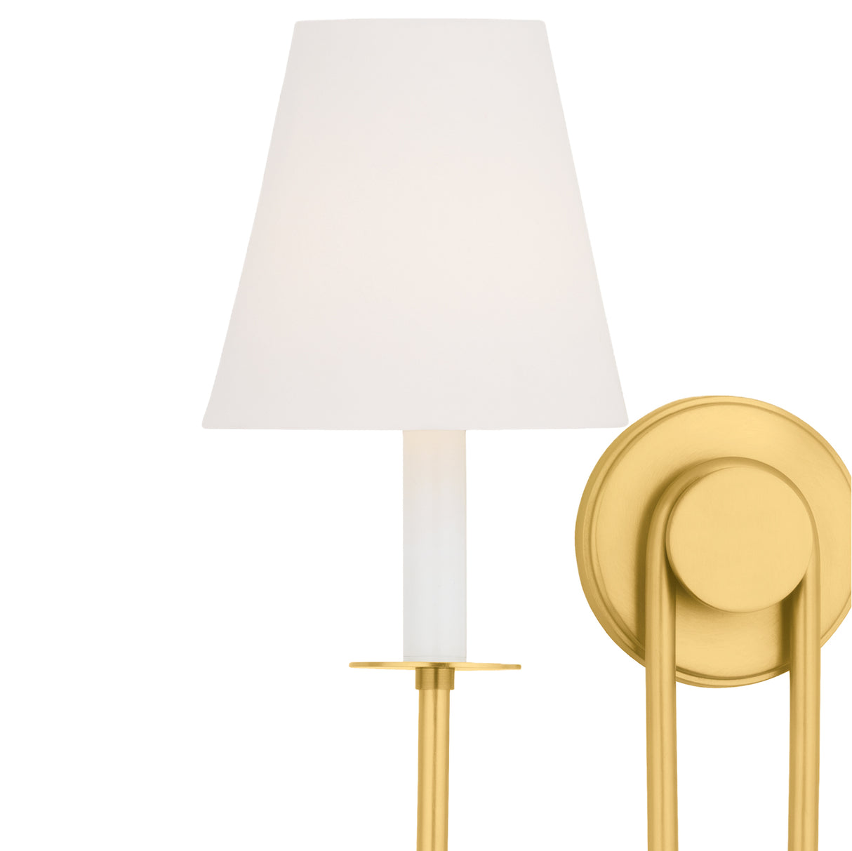 Whitney Double Wall Sconce 20", Aged Brass and White Linen