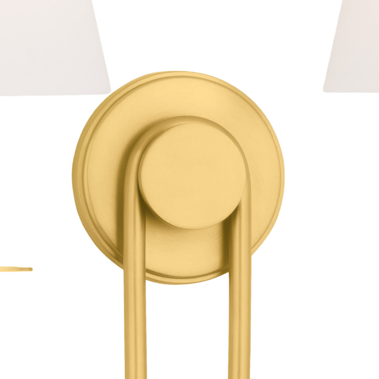 Whitney Double Wall Sconce 20", Aged Brass and White Linen