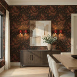 Whitney Double Wall Sconce 20", Old Bronze and Garnet Linen