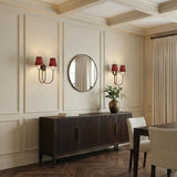 Whitney Double Wall Sconce 20", Old Bronze and Garnet Linen