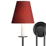 Whitney Double Wall Sconce 20", Old Bronze and Garnet Linen