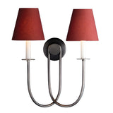 Whitney Double Wall Sconce 20", Old Bronze and Garnet Linen