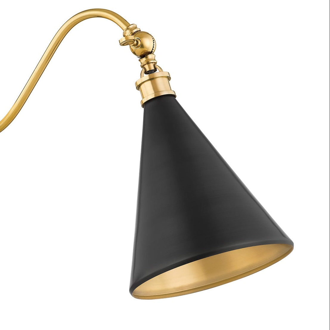 EmbertonⅡ Black and Brass Ambrose Adjustable Wall Sconce, Urban Bronze and Aged Brass