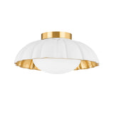 Beatrix Flush Mount 14", White and Gold Leaf