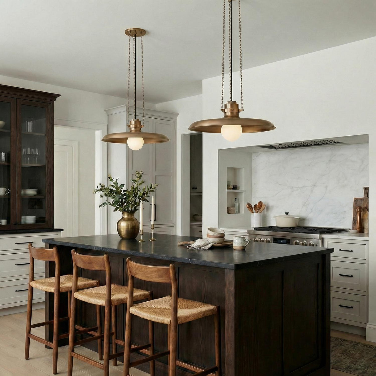 Titan Large Pendant 24", Patina Brass