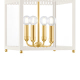 Roanne Medium Lantern Pendant 13", Cream and Aged Brass