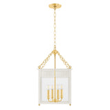 Roanne Medium Lantern Pendant 13", Cream and Aged Brass