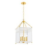 Roanne Medium Lantern Pendant 13", Cream and Aged Brass