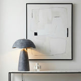 Janna Table Lamp 21", Artisan Slate scalloped table lamp in a Modern Entryway with a marble console and abstract art.