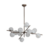 Felix 12 Light Chandelier 42", Bronze Leaf and Seeded Cloud Glass