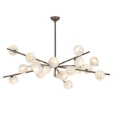 Felix 20 Light Chandelier 60", Bronze Leaf and Seeded Cloud Glass