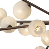 Felix 20 Light Chandelier 60", Bronze Leaf and Seeded Cloud Glass