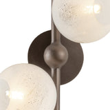 Felix 4 Light Wall Sconce 28", Bronze Leaf and Seeded Cloud Glass